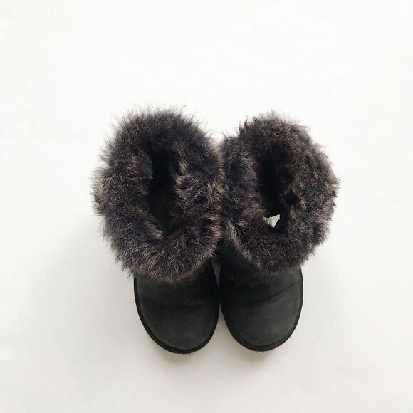 UGG black Ellie fur cuffed boots GUC size 2 youth - Picture 3 of 6